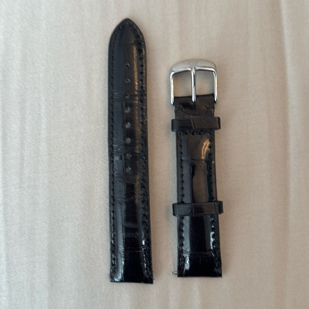 Michele black leather watch band